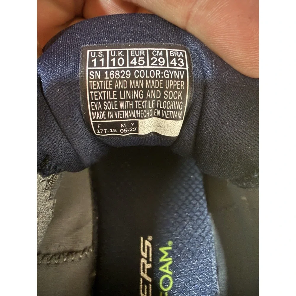 Skechers Flex Lite Men's 11 Gray Navy Memory Foam Walking Shoes 16829